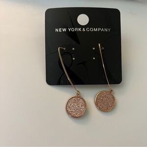New York & Company Rose Gold and Pink Glitter Dangle Earrings